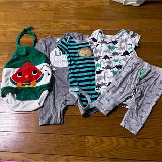 カーターズ(carter's)のbaiya男の子ベビーまとめ売り6070セットアップ半袖ロンパースズボンスイカ(ロンパース)