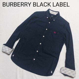 バーバリーブラックレーベル(BURBERRY BLACK LABEL)の美品☆バーバリーブラックレーベル 長袖ノバチェックシャツ 1 M相当 ネイビー(シャツ)