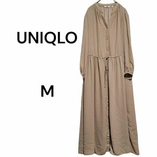 ユニクロ(UNIQLO)のユニクロ   ロングワンピース  シアー ドット　水玉  訳あり(ロングワンピース/マキシワンピース)