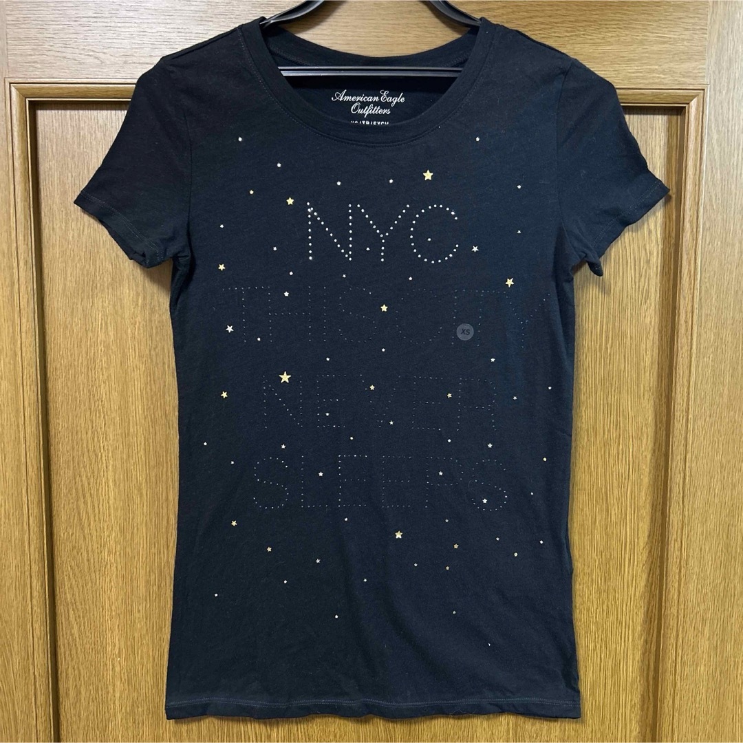 American Eagle(アメリカンイーグル)のアメリカンイーグル　ブラック　半袖　Tシャツ レディースのトップス(Tシャツ(半袖/袖なし))の商品写真