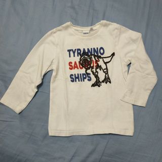 シップスキッズ(SHIPS KIDS)のSHIPS KIDS シップス トップス 恐竜 ティラノサウルス ロンＴ 白(Tシャツ/カットソー)