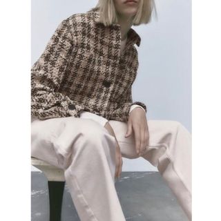 ザラ(ZARA)のZARA シャツジャケット パッチポケット チェック ツイード アウター 人気(その他)