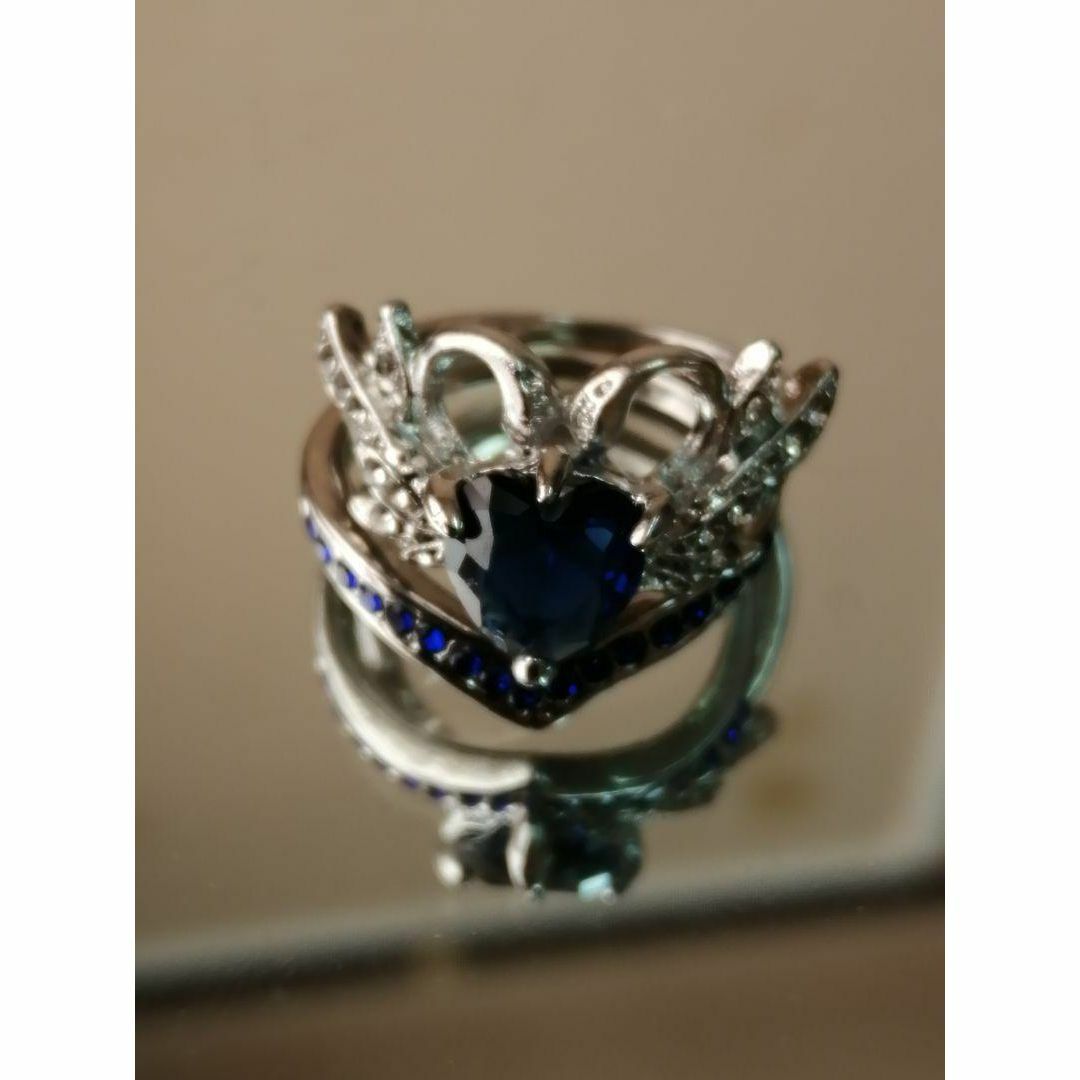 【Z】リング レディース ブルー アクセサリーハート 指輪 18号 レディースのアクセサリー(リング(指輪))の商品写真
