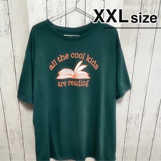 USA古着　Tシャツ　XXL　グリーン　緑　プリント　本　ブック　クルーネック(Tシャツ/カットソー(半袖/袖なし))