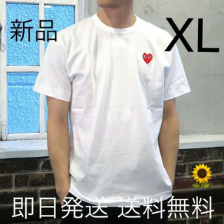 コムデギャルソン(COMME des GARCONS)の国内正規品 プレイコムデギャルソン メンズXL Tシャツ ホワイト レッドハート(Tシャツ/カットソー(半袖/袖なし))