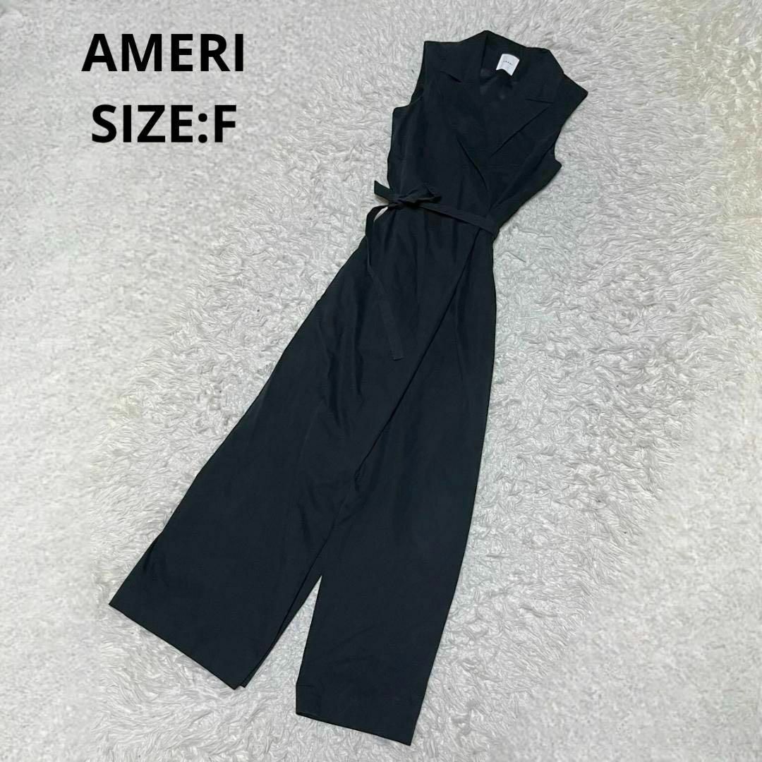 Ameri VINTAGE(アメリヴィンテージ)のAMERI アシメトリーオールインワン サロペット サイズF ブラック レディースのパンツ(サロペット/オーバーオール)の商品写真