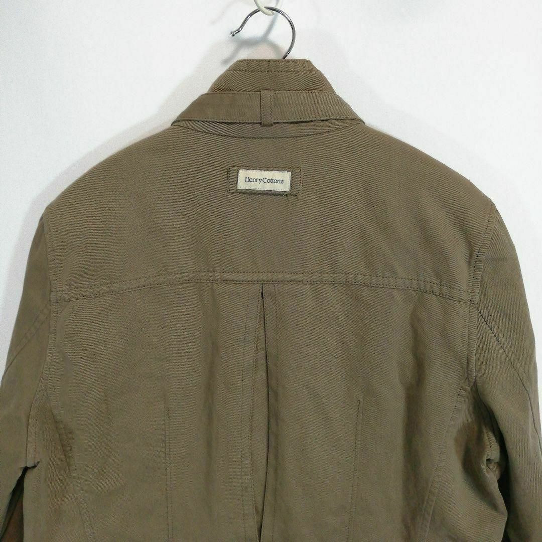 ヘンリーコットンズ リネン混ミリタリージャケット カーキベージュ 薄手 40 L レディースのジャケット/アウター(ミリタリージャケット)の商品写真