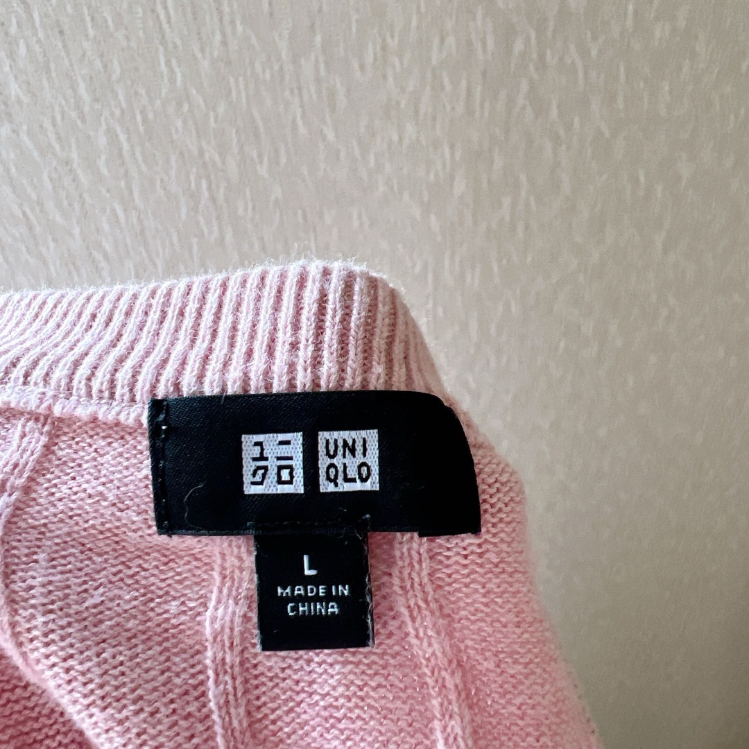 UNIQLO(ユニクロ)のUNIQLO ユニクロ ピンク ニット セーター Lサイズ 美品 レディースのトップス(ニット/セーター)の商品写真