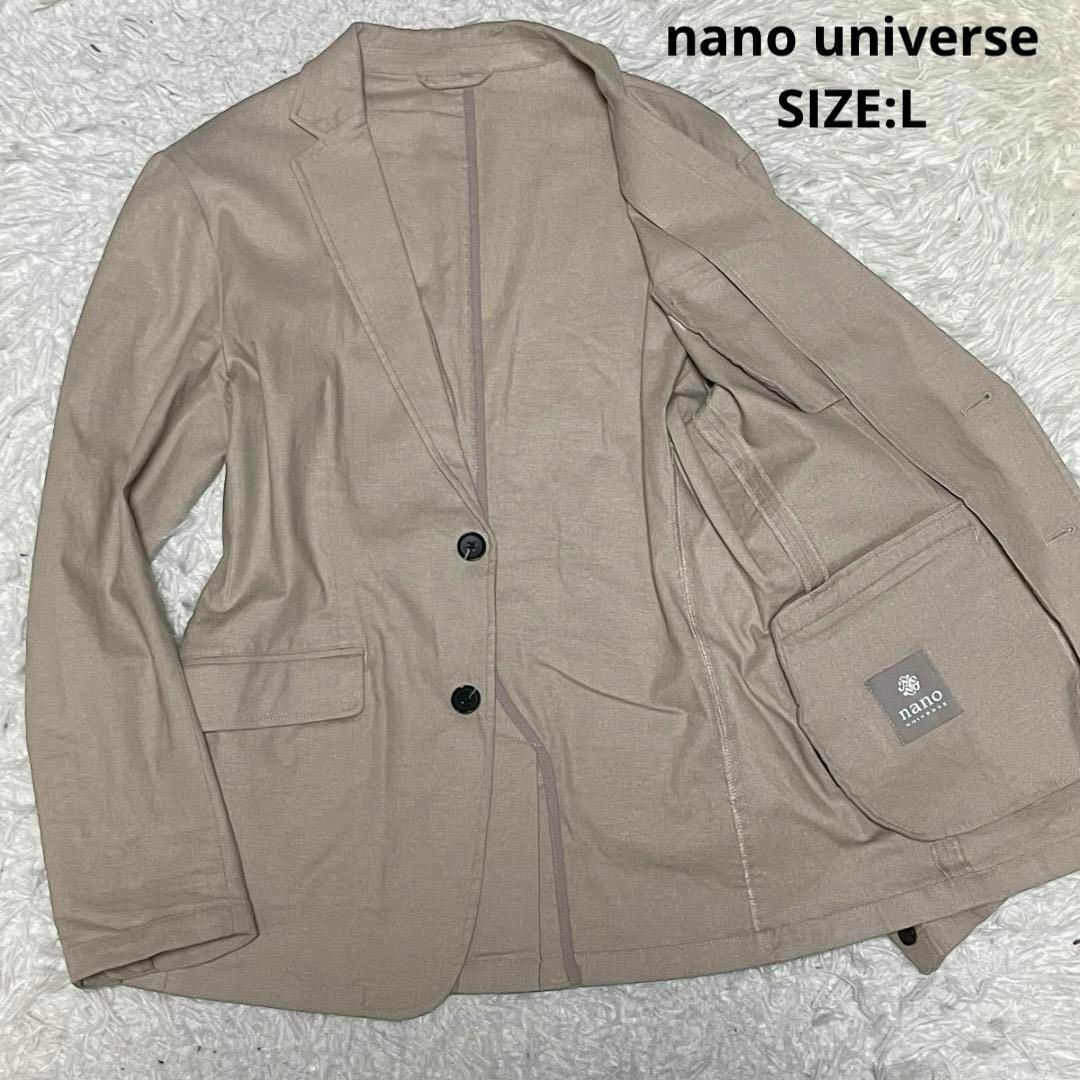 nano・universe(ナノユニバース)の春夏素材 ナノユニバース リネン混 ストレッチ アンコンジャケット L ベージュ メンズのジャケット/アウター(テーラードジャケット)の商品写真