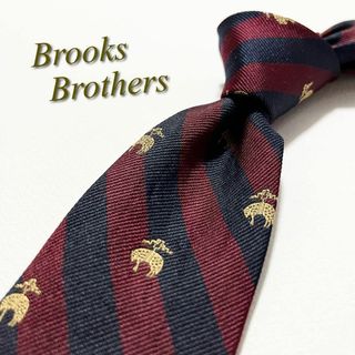 ブルックスブラザース(Brooks Brothers)の【美品】ブルックスブラザーズ ネクタイ ストライプ×ブランドロゴ柄 シルク(ネクタイ)