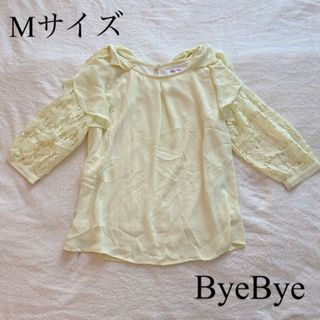 バイバイ(ByeBye)のふんわりシフォントップス★Mサイズ★パステルイエロー★ByeBye(シャツ/ブラウス(長袖/七分))