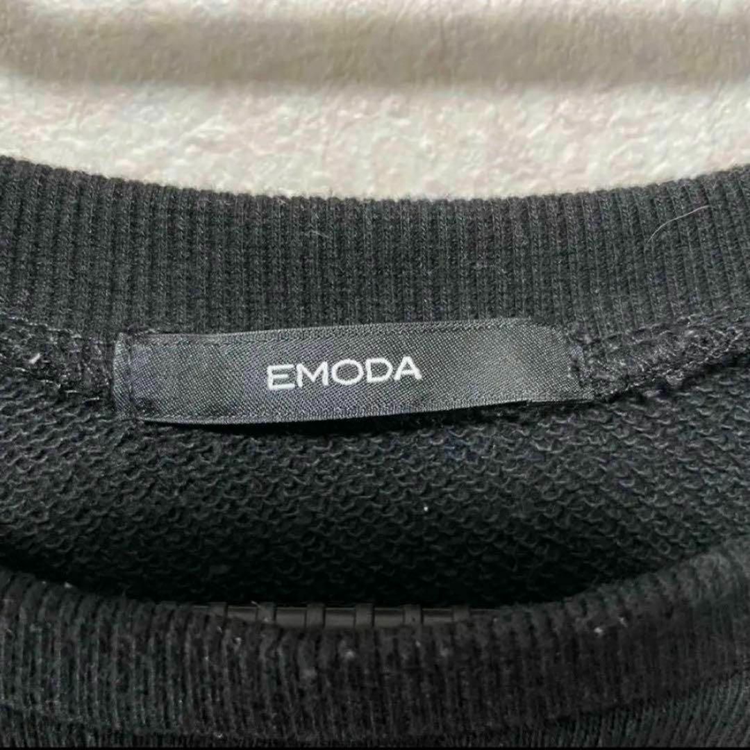 EMODA(エモダ)の【希少 大人気】EMODA エモダ 長袖トレーナー スウェット ビッグ刺繍 黒 レディースのトップス(トレーナー/スウェット)の商品写真