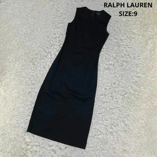 ラルフローレン(Ralph Lauren)のRALPH LAUREN ノースリーブワンピース フォーマル サイズ9 ブラック(ひざ丈ワンピース)