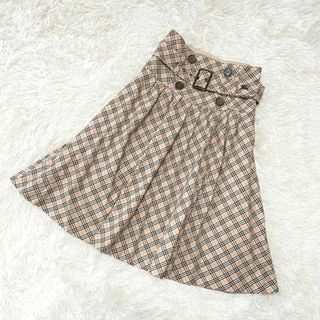 バーバリーブルーレーベル(BURBERRY BLUE LABEL)の美品♡ バーバリーブルーレーベル　チェックスカート　ピンク　S　ダブルボタン(ひざ丈スカート)