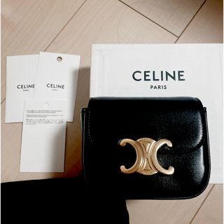 セリーヌ(celine)のセリーヌ　トリオンフ　ミニ　ショルダーバッグ　黒　美品(ショルダーバッグ)