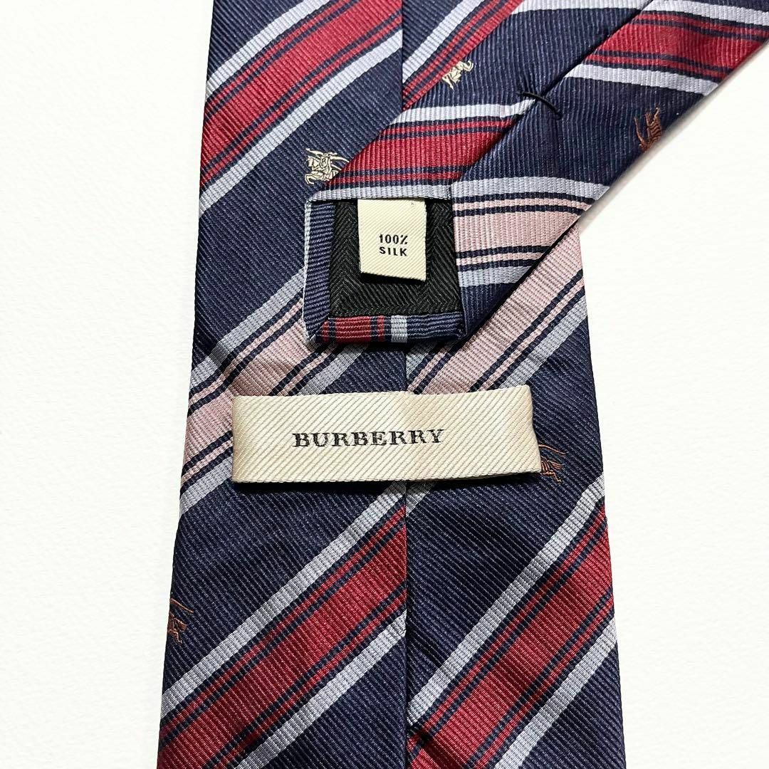 BURBERRY(バーバリー)の激レア★【美品】バーバリー ネクタイ ホースロゴ×ストライプ柄 シルク メンズのファッション小物(ネクタイ)の商品写真