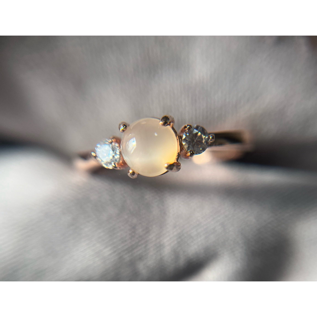 天然石 オレンジムーンストーンリング 指輪 ハンドメイドのアクセサリー(リング)の商品写真