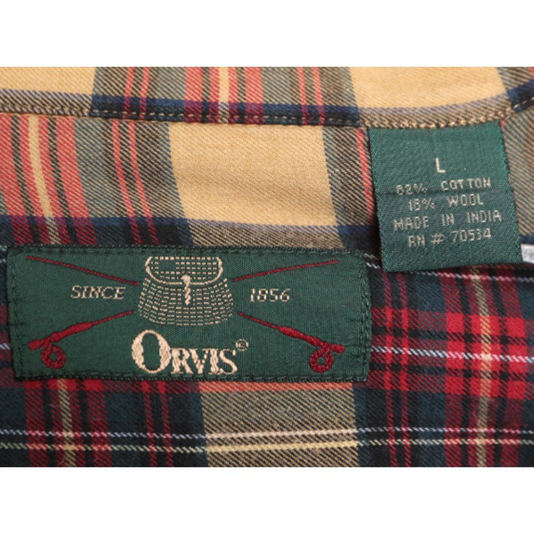 90s オービス チェック 長袖 ボタンダウン シャツ メンズ L / 90年代 オールド ORVIS コットン ウール 長袖シャツ BD BDシャツ アウトドア メンズのトップス(シャツ)の商品写真