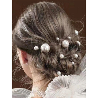パール ヘアアクセサリー 髪飾り ヘアピン ドレス 和装 結婚式 かんざし(ヘッドドレス/ドレス)