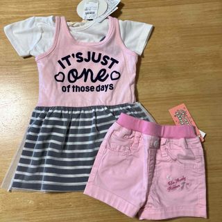 2点セット　ワンピース　Tシャツ　ショートパンツ　女の子 80 アンサンブル(Ｔシャツ)