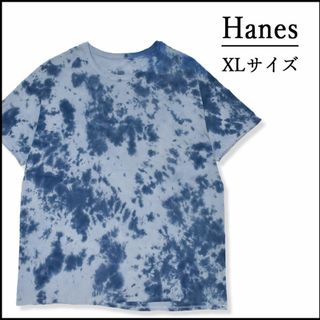 ヘインズ(Hanes)のメンズタイダイ染め半袖TシャツXL 古着屋　トップス　まだら　青　春夏秋　柄物(Tシャツ/カットソー(半袖/袖なし))