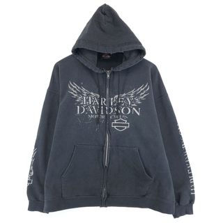 Harley Davidson - 古着 ハーレーダビッドソン Harley-Davidson 袖プリント スウェットフルジップパーカー メンズXL /eaa413577