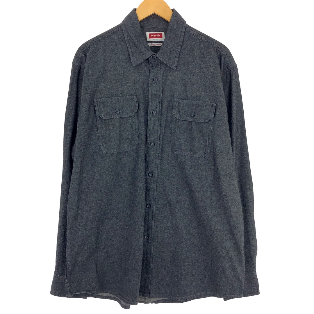 Wrangler(ラングラー)の古着 ラングラー Wrangler 長袖 ブラックデニムシャツ メンズL /eaa433844 メンズのトップス(シャツ)の商品写真