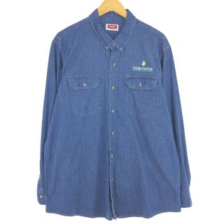 ラングラー(Wrangler)の古着 ラングラー Wrangler 長袖 ボタンダウンデニムシャツ メンズXL /eaa433852(シャツ)