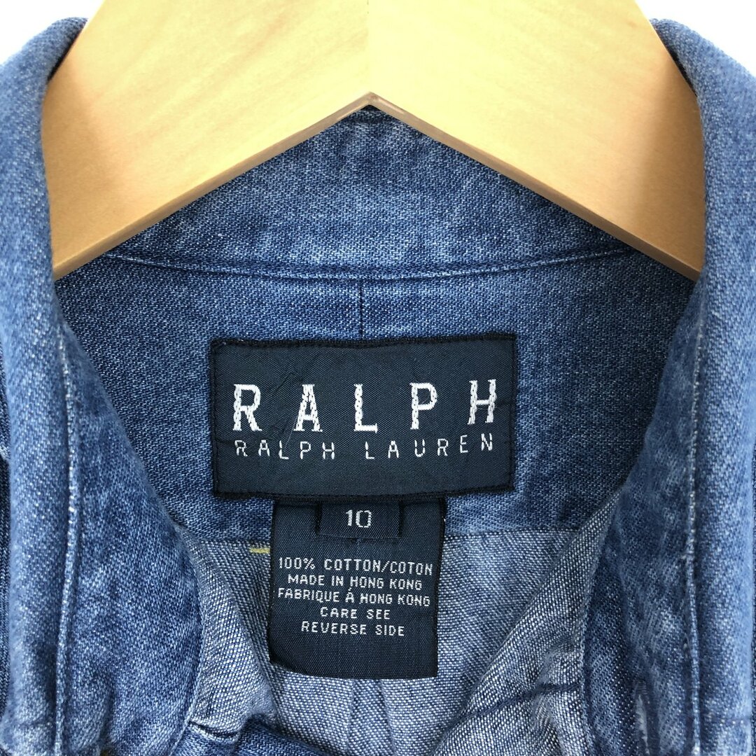 Ralph Lauren(ラルフローレン)の古着 ラルフローレン Ralph Lauren 長袖 ボタンダウンデニムシャツ レディースL /eaa409799 レディースのトップス(シャツ/ブラウス(長袖/七分))の商品写真