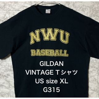 ギルタン(GILDAN)のGILDAN ブラック US古着 XLsize NWUベースボールTシャツ(Tシャツ/カットソー(半袖/袖なし))