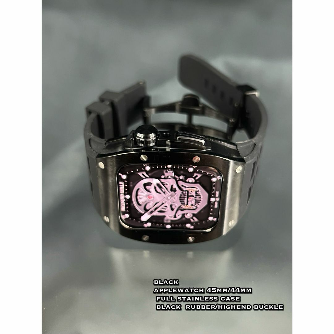 アップルウォッチ　45mm44mm ブラックフルステンレスケース メンズの時計(ラバーベルト)の商品写真