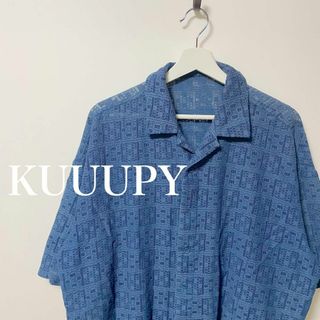 KUUUPY 　クーピー　ブルー　レースシアー　開襟衿シャツ(シャツ)