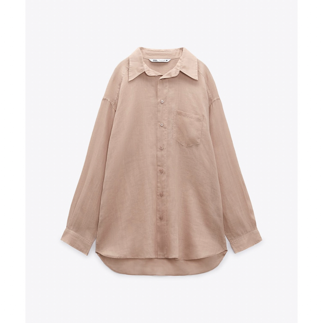 ZARA(ザラ)の新品タグ付！ZARA ザラ＊オーバーサイズラミーシャツ　ピンク　L レディースのトップス(シャツ/ブラウス(長袖/七分))の商品写真