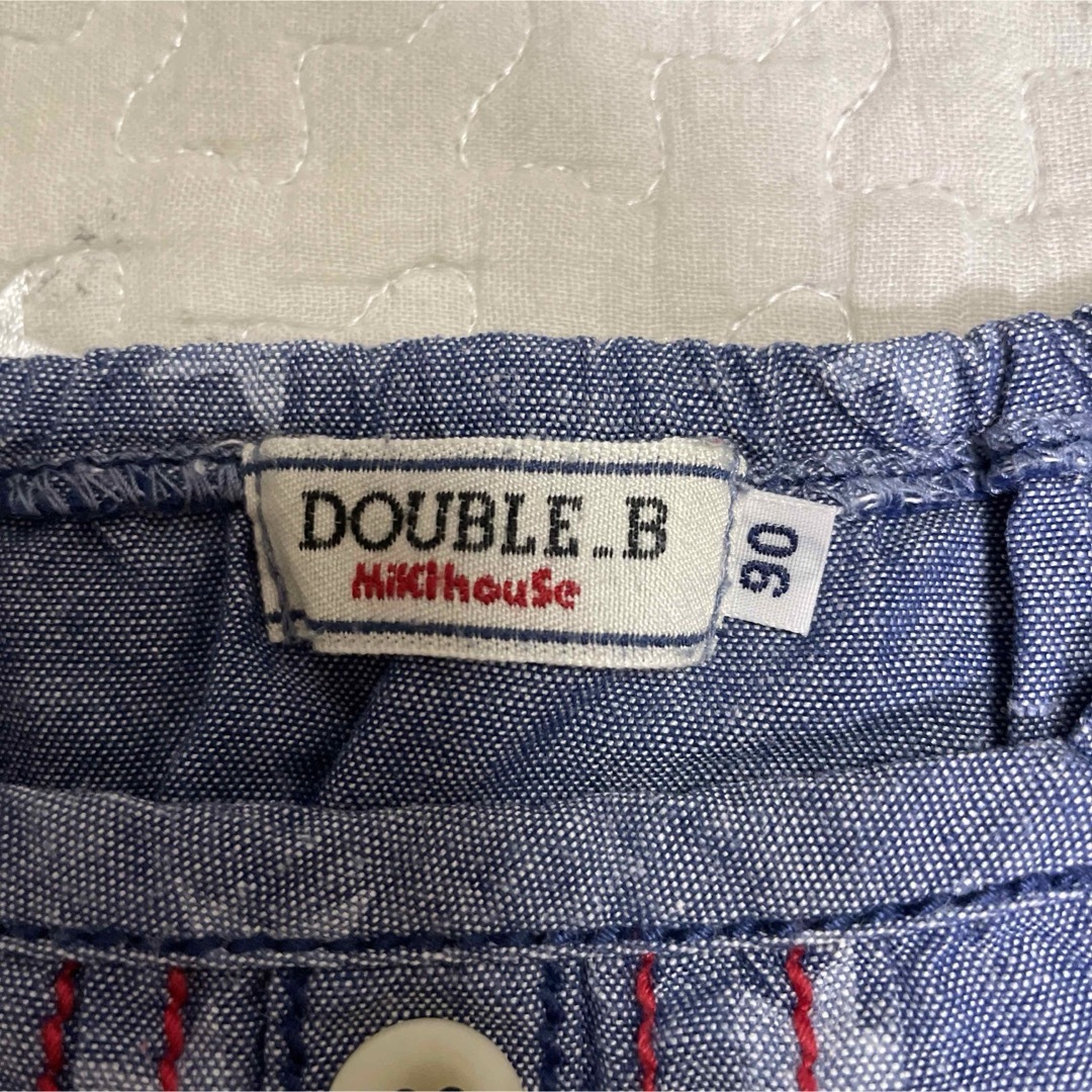 DOUBLE.B(ダブルビー)のミキハウス ダブルビー ワンピース デニム風 90 キッズ/ベビー/マタニティのキッズ服女の子用(90cm~)(ワンピース)の商品写真