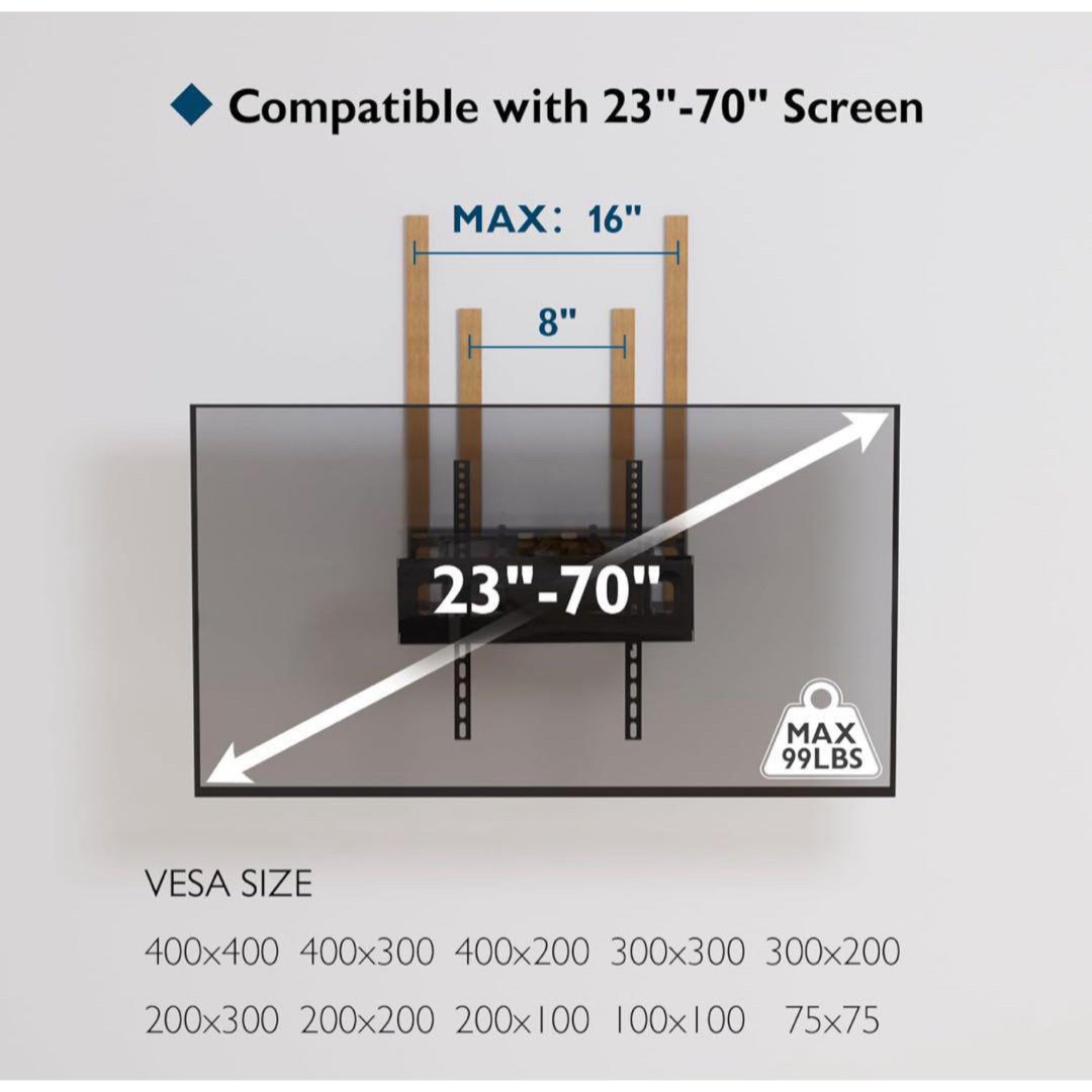 ✨未使用✨BONTECフルモーション テレビ壁マウント 23~70インチ LED スマホ/家電/カメラのテレビ/映像機器(その他)の商品写真