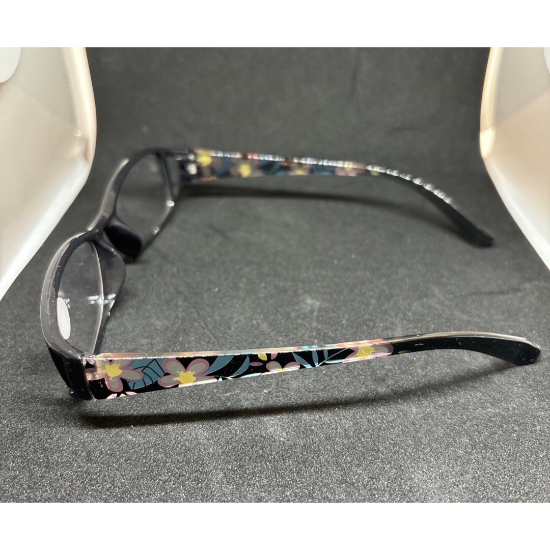 老眼鏡 花柄 シニアグラス おしゃれ＆ブルーライトカット ＋3.0 ブラック レディースのファッション小物(サングラス/メガネ)の商品写真
