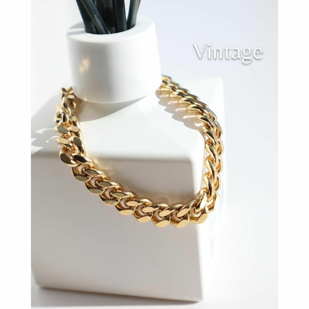 VINTAGE(ヴィンテージ)の喜平 チェーン ゴールドカラー チャンキー ブレスレット 8㎜ 2面シングル メンズのアクセサリー(ブレスレット)の商品写真