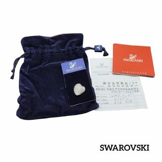 スワロフスキー(SWAROVSKI)の【新品同様】SWAROVSKI ピンブローチ ハート シルバー クリア(ブローチ/コサージュ)