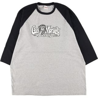 アンビル(Anvil)の古着 アンビル Anvil GASMONKEY GARAGE 七分袖 ラグラン アドバタイジングTシャツ メンズXXL /eaa433908(Tシャツ/カットソー(半袖/袖なし))