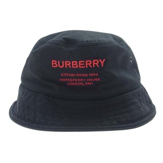 BURBERRY - BURBERRY バーバリー 帽子 8053474 ホースフェリー 刺繍 ロゴ バケットハット ブラック系 M【中古】