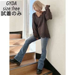 ジェイダ(GYDA)のGYDA ジェイダ Vネック ルーズニット チャコールグレー フリーサイズ 新品(ニット/セーター)