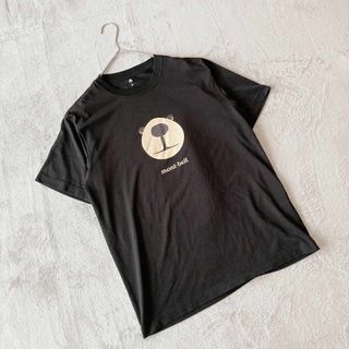 モンベル(mont bell)の【mont-bell】モンベル（M）プリント カジュアル ブラック トップス(Tシャツ(半袖/袖なし))