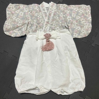 regalo ベビー袴 袴ロンパース 和装 70サイズ ペールホワイト(和服/着物)