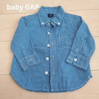 ベビーギャップ(babyGAP)のbaby GAP ベビーギャップ チェックシャツ 青 12-18M 80(シャツ/カットソー)