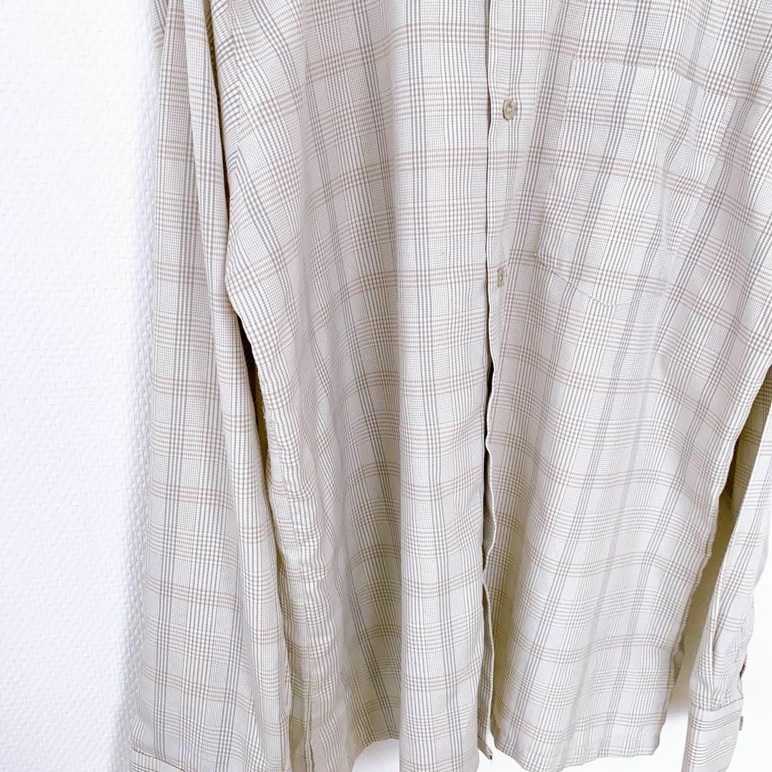 ヴィンテージ シャツ ワイシャツ メンズ チェック柄 長袖 ベージュ メンズのトップス(Tシャツ/カットソー(七分/長袖))の商品写真