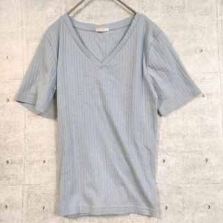 ジーユー(GU)のGU レディス　カットソー　半袖　ストライプ柄　部屋着　機能性抜群　L(Tシャツ(半袖/袖なし))