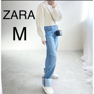 ザラ(ZARA)の【完売商品】ZARA フェイクパール　ケーブルニット　セーター　白(ニット/セーター)