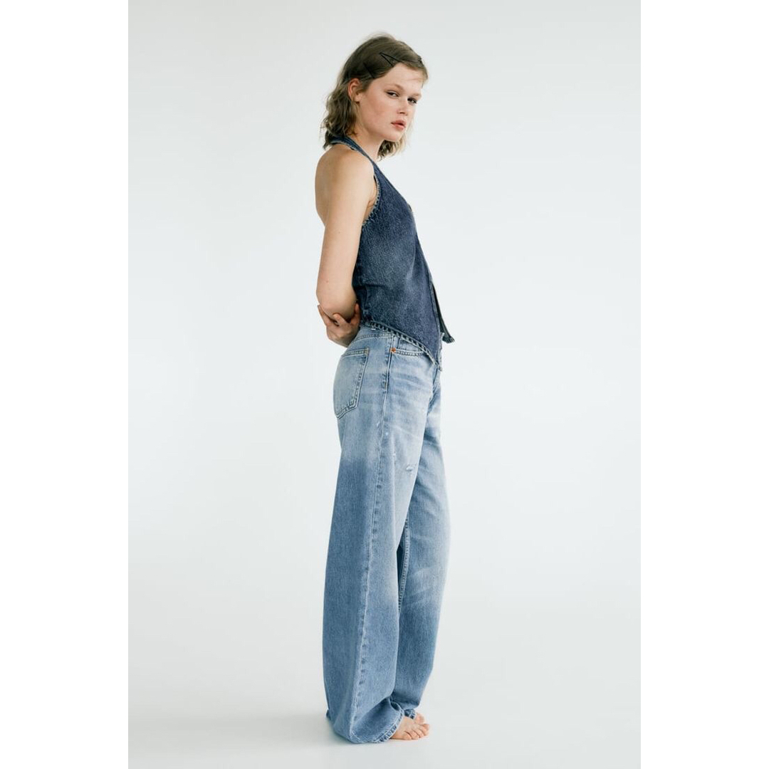 ZARA(ザラ)のZARA TRF ルーズフィット デニムパンツ ブルー 36 ストレート レディースのパンツ(デニム/ジーンズ)の商品写真