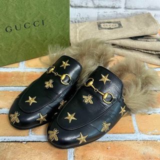 Gucci - GUCCI グッチ　プリンスタウン　ファー　サンダル　スリッパ　36 ビー　蜂