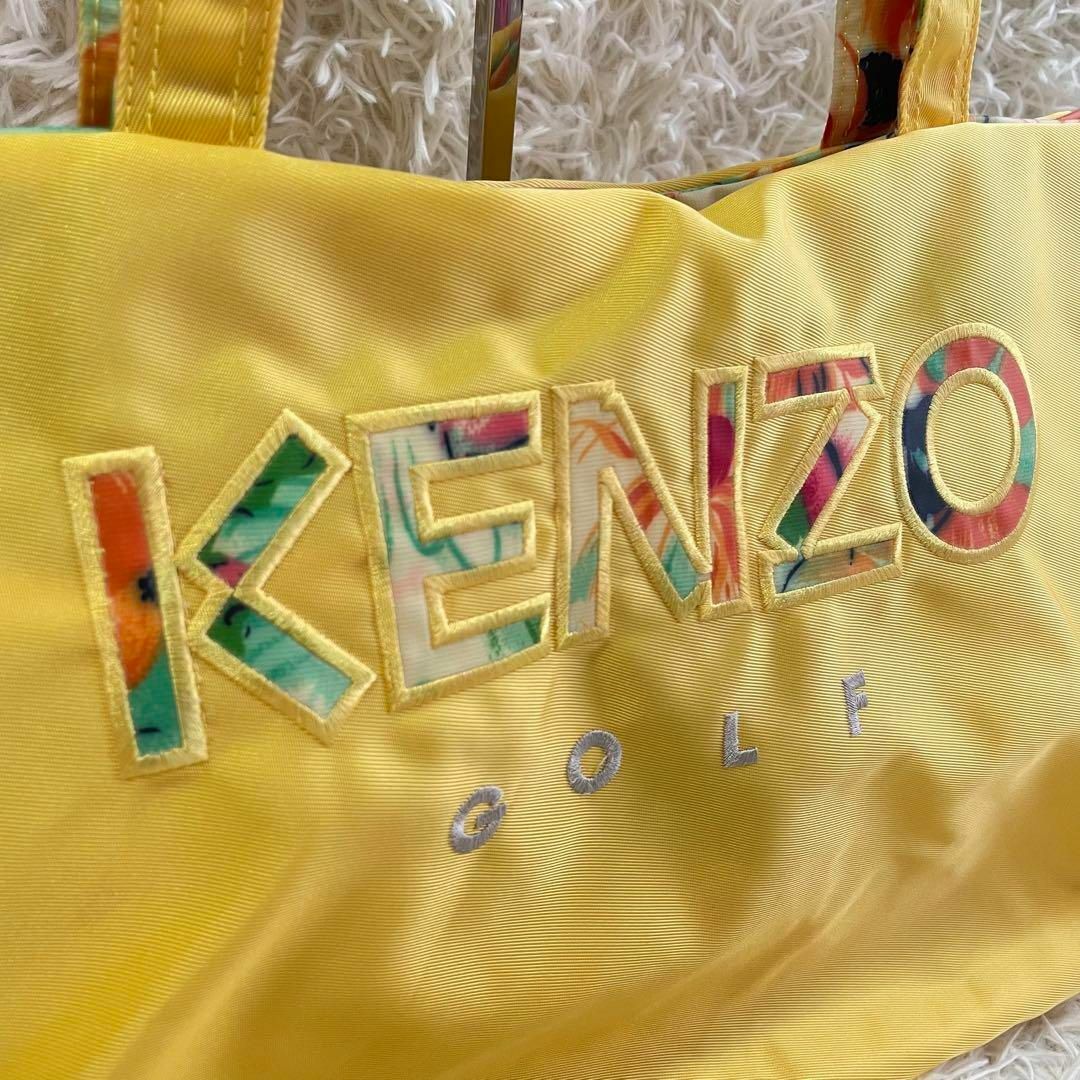 KENZO(ケンゾー)のKENZO ケンゾー　ナイロン　トートバッグ　ロゴあり　花柄　イエロー　ゴルフ スポーツ/アウトドアのゴルフ(バッグ)の商品写真